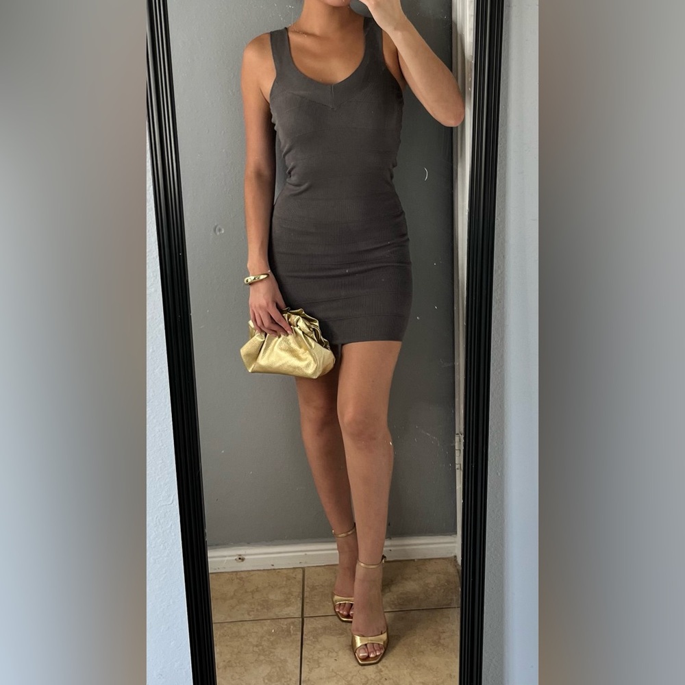 Guess Y2K gray knit bandage mini dress XS bodycon night out party Kim K style - Picture 5 of 16